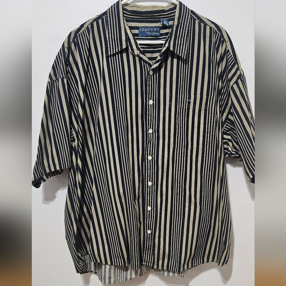 Vtg Loafers by Reed St James Shirt Men 3xl Big Striped Short Sleeve Button Up B8 - Picture 1 of 5